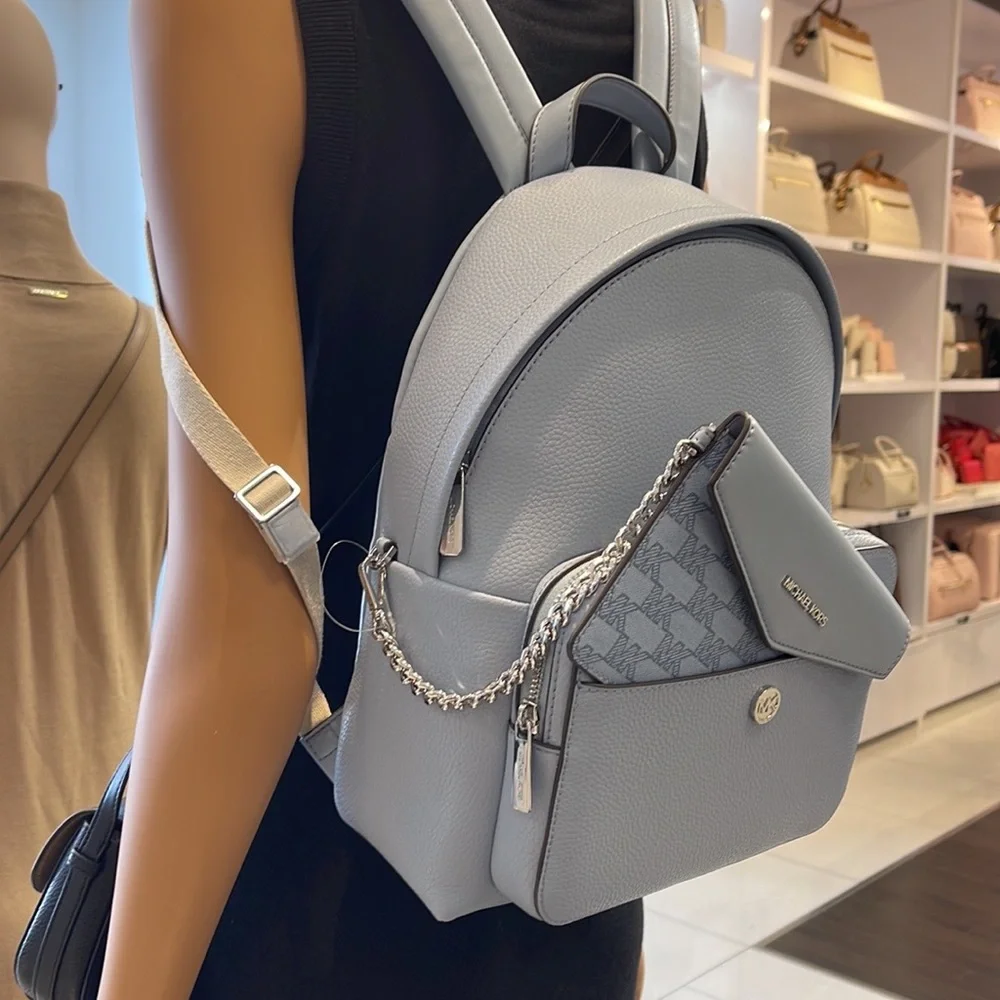 MICHAEL KORS Maisie Medium Pebbled Leather 2-in-1 Backpack Denim NWT